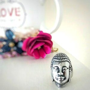 Unisex Buddha Ring Stainless Steel Spiritual Statement Ring